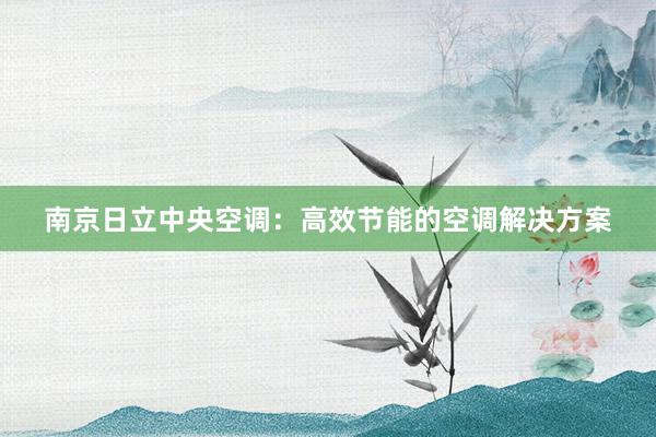 南京日立中央空调：高效节能的空调解决方案